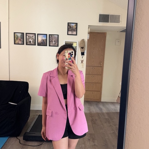 Pomelo brand Women's Pink Short Sleeve Blazer ( size S ) - Picture 2 of 15